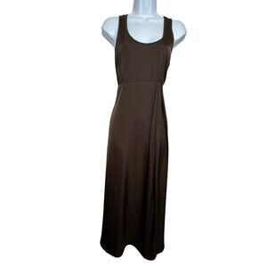 Rachel Zoe Brown Sleeveless Satin Maxi Dress Size Medium Elegant Evening